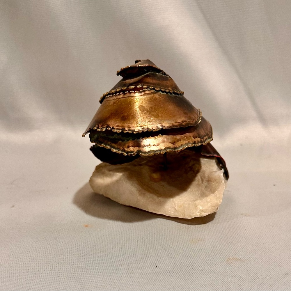 Brutalist Decorative Copper Stone Abstract Mushroom Sculpture-4”